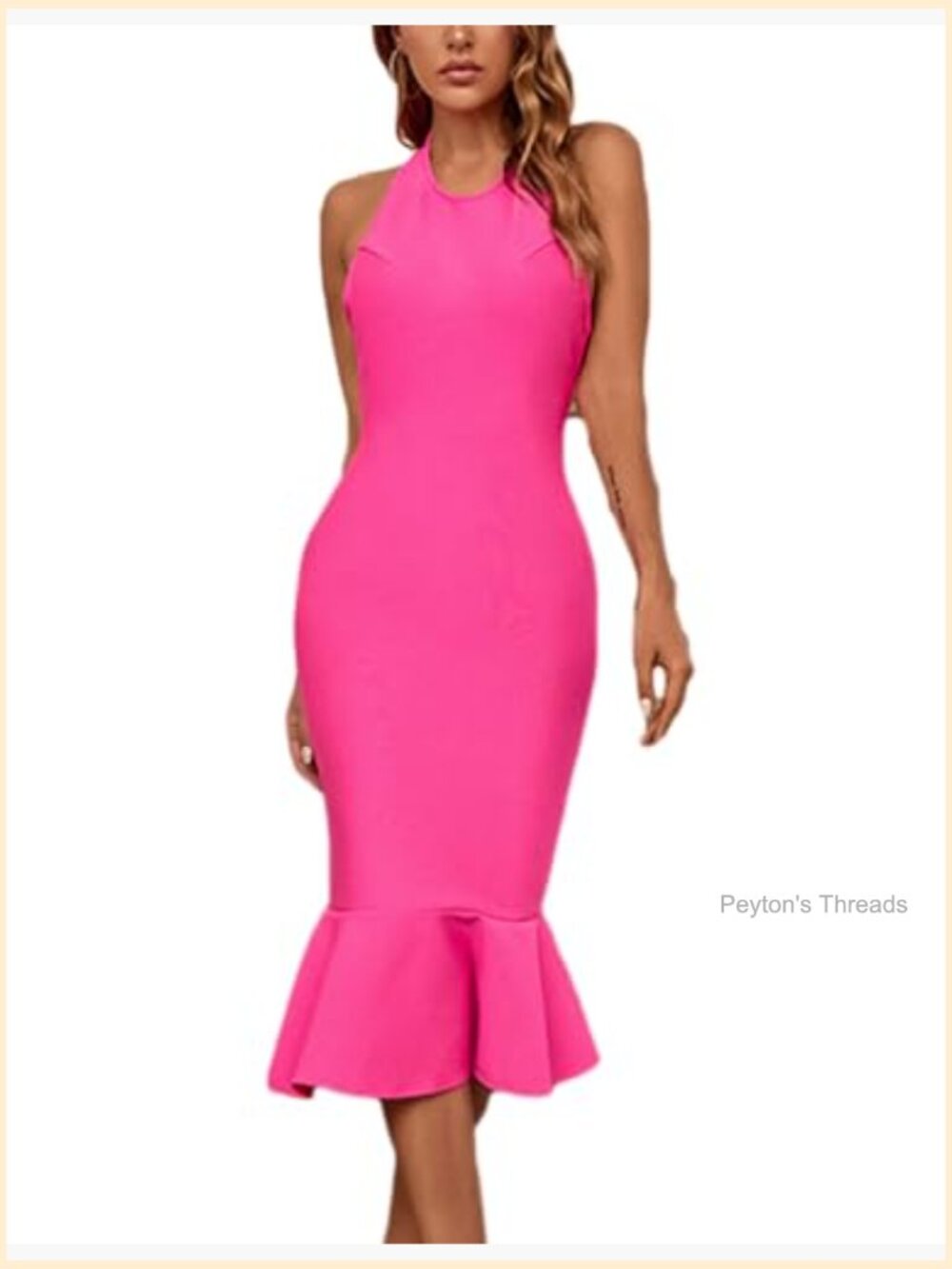 Halter Backless Mermaid Midi Bandage Dress for Wedding Party - Picture 4 of 6